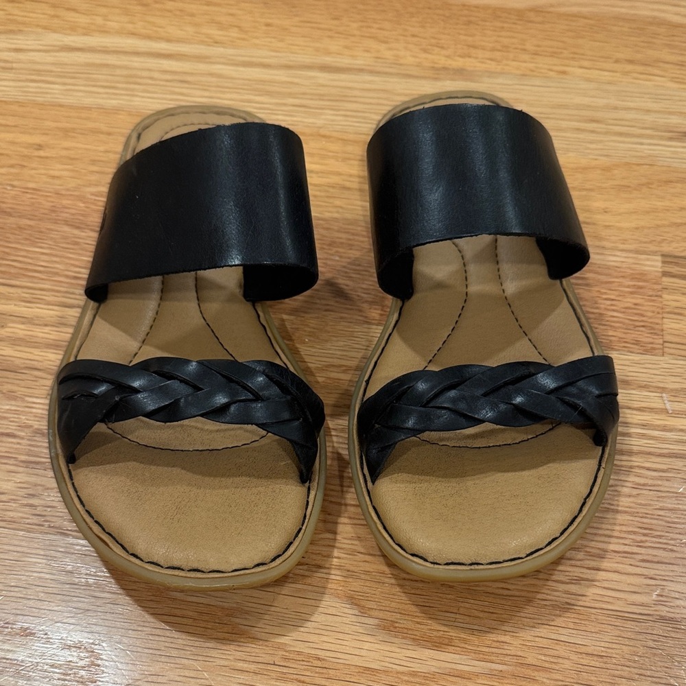 Born black leather sandals made